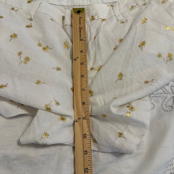Old Navy Women's Everyday Linen Blend Shorts Gold Palm Trees Beachy, Size 12 - Picture 9 of 12